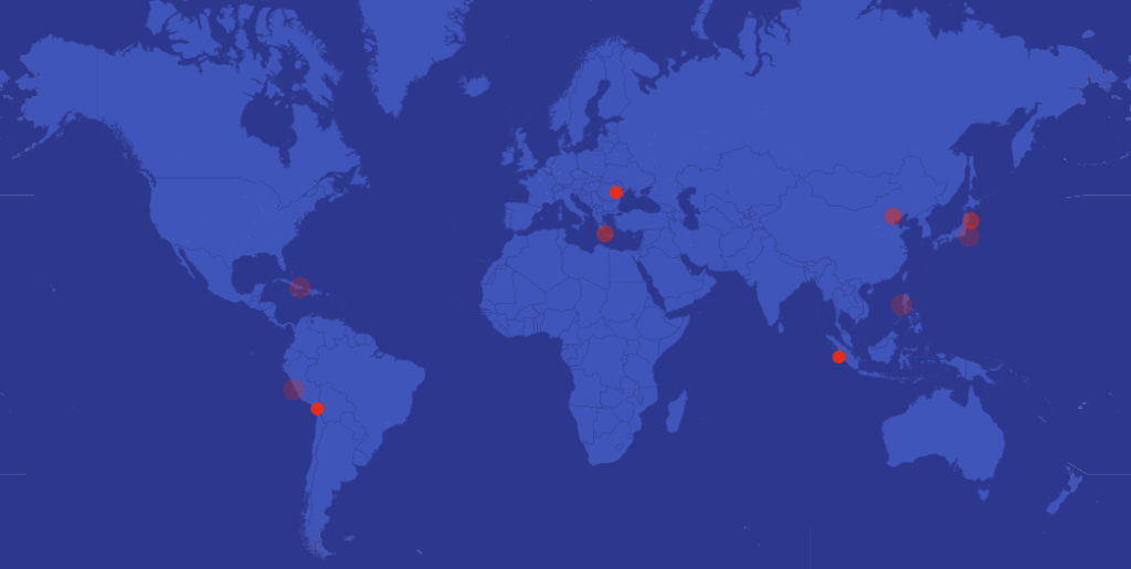 Time-Enabled Map of Earthquakes around the world, 2017. Coursework for GIS 5590. Made with CARTO