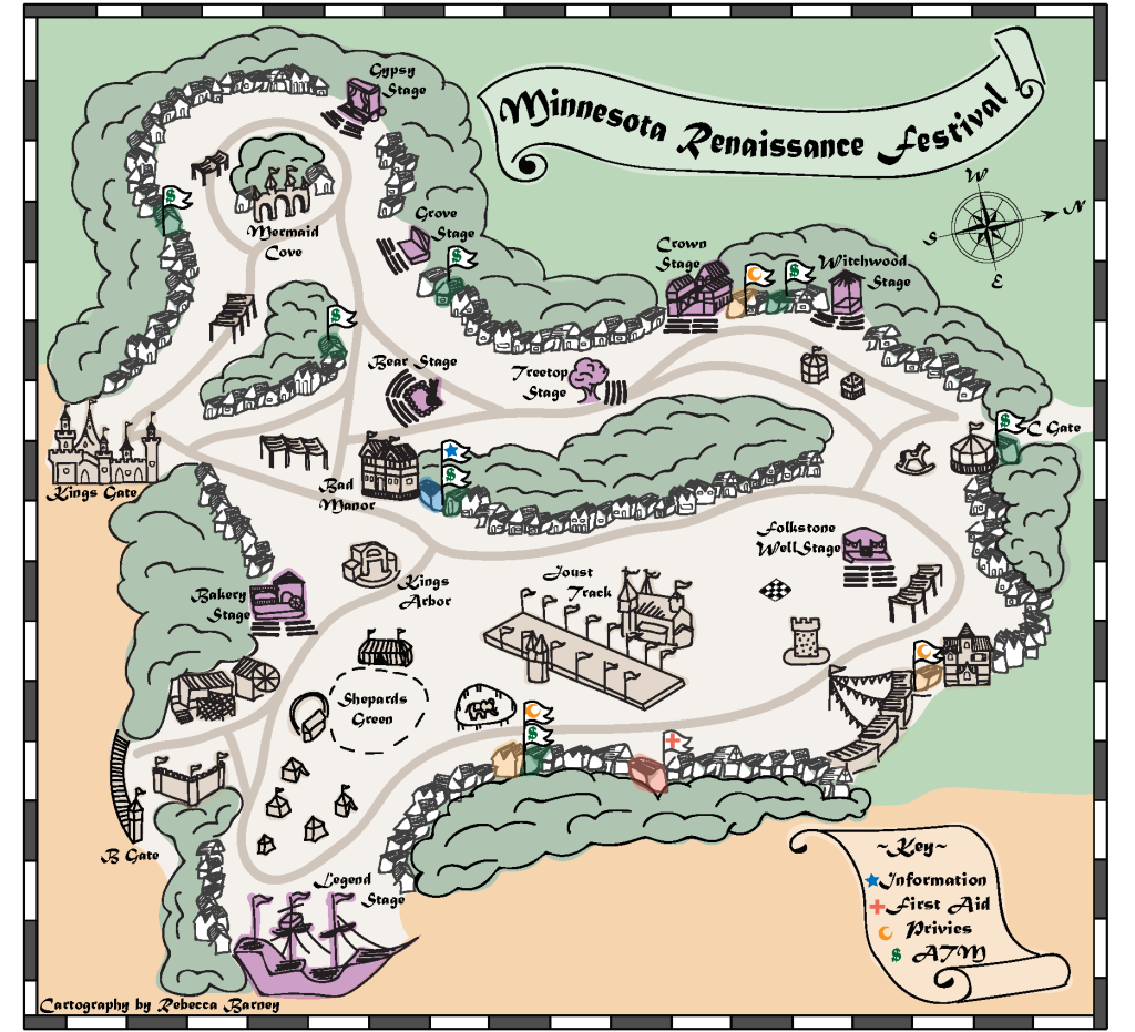 Unofficial Minnesota Renaissance Festival Map, 2017. Submitted in the NACIS Student Map Competition.