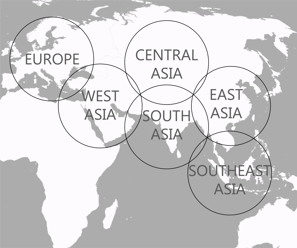 Map of Eurasia, 2017. Historical Map Collection Commission for a textbook. Made with QGIS.