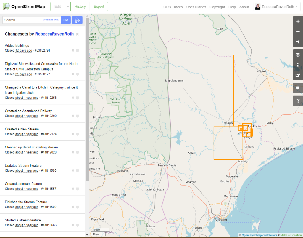 OpenStreetMap Edits, 2017. Work on updating the Open Street Map in order to help U-Spatial Help Desk Patrons find complete basemaps for their needs. Basemap from OpenStreetMap. 