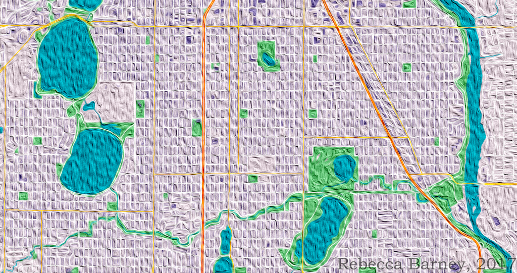 Oil Painting Renditions of Minneapolis, 2017. Matching Website Pallet. Made with ESRI’s ArcGIS and Adobe Illustrator