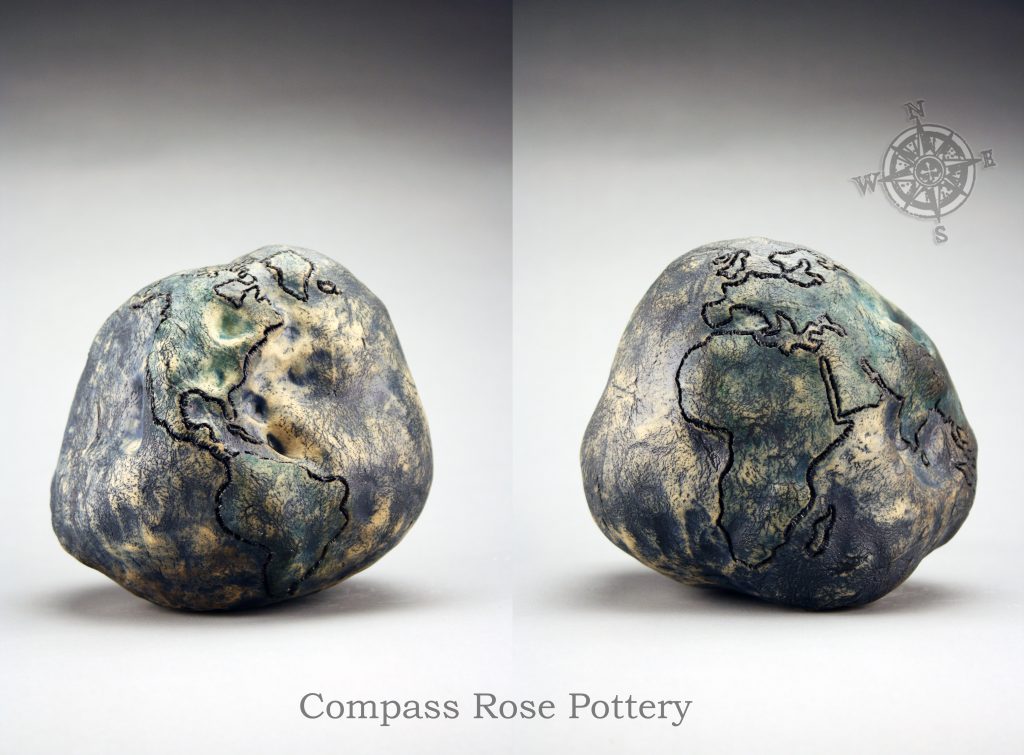 Geoid Sculpture, 2014. Handbuilt Stoneware, Colbalt Oxide, Mason Stain