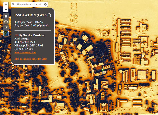 Ground-testing Evaluation Minnesota Solar Suitability Map, 2016. Made for U-Spatial.  Evaluated using Microsoft Excel