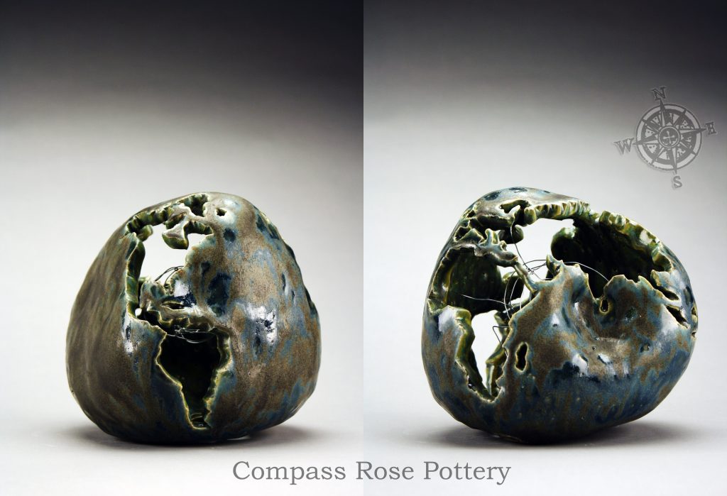 Gravity Geoid Sculpture, 2014. Handbuilt Stoneware, Wire and Glaze